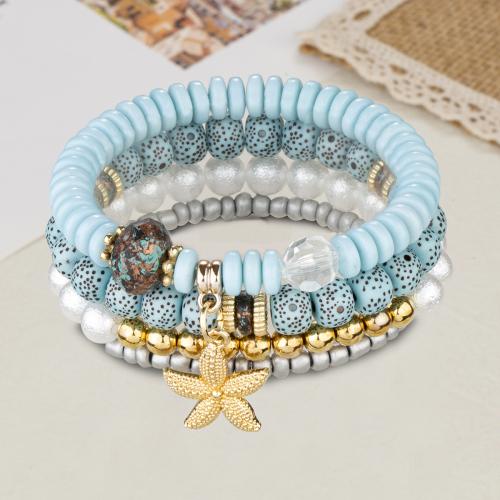 Zinklegering armbandkettingen, Zinc Alloy, met Seedbead & Kristal & Plastic Pearl, handgemaakt, folk stijl & voor vrouw, gemengde kleuren, Verkocht door Stel