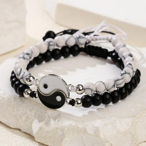 Gemstone Bracelets, Abrazine Stone, with Howlite & Crystal Thread, different materials for choice & different styles for choice & for couple, more colors for choice, Length:17 cm, Sold By PC