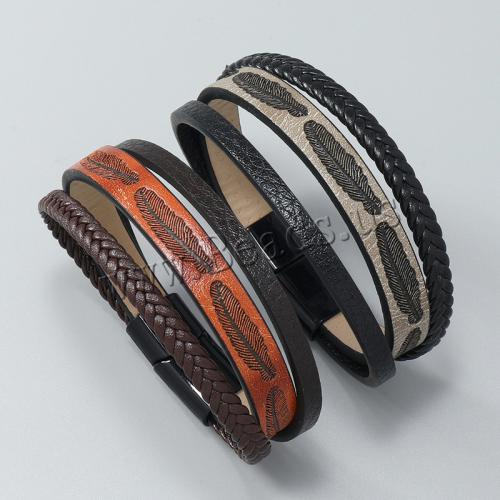 PU Leather Cord Bracelets Zinc Alloy with Magnet & PU Leather plated three layers & Unisex nickel lead & cadmium free Sold By PC