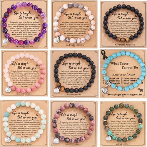 Pulseras de piedras preciosas, con Hilo cristal & aleación de zinc, chapado, diferentes materiales para la opción & unisexo & diverso tamaño para la opción & diferentes estilos para la opción & micro arcilla de zirconia cúbica, más colores para la opción, libre de níquel, plomo & cadmio, longitud:19 cm, Vendido por UD