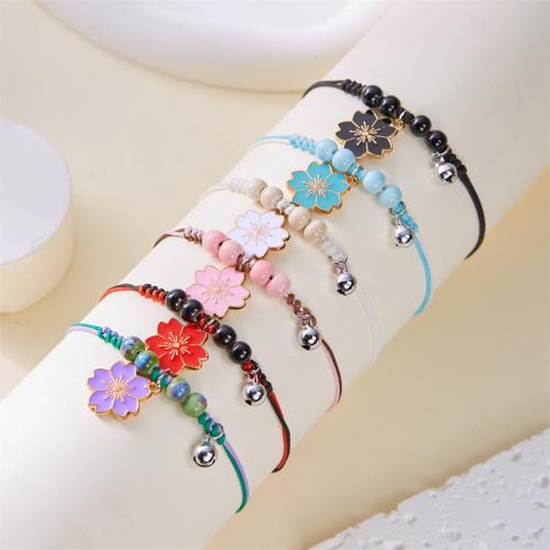 Bracelet en alliage de zinc, avec Cordon de noeud, Placage, Réglable & pour femme & émail, plus de couleurs à choisir, protéger l'environnement, sans nickel, plomb et cadmium, Vendu par PC