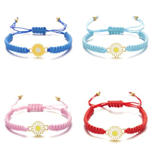 Tibetan Style Bracelet, with Wax Cord, plated, Adjustable & for woman & enamel, more colors for choice, nickel, lead & cadmium free, Length:16-28 cm, Sold By PC