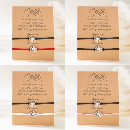 Halloween Bracelet, Tibetan Style, with Wax Cord, plated, for couple, nickel, lead & cadmium free, Sold By Set