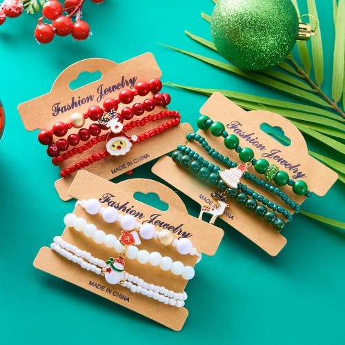 Christmas Holiday Bracelet, Acrylic, with Seedbead, different styles for choice & for woman & enamel & with rhinestone, more colors for choice, Sold By PC