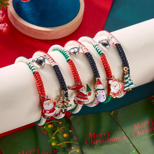 Christmas Holiday Bracelet Zinc Alloy with Wax Cord plated & for woman & enamel & with rhinestone nickel lead & cadmium free Sold By PC