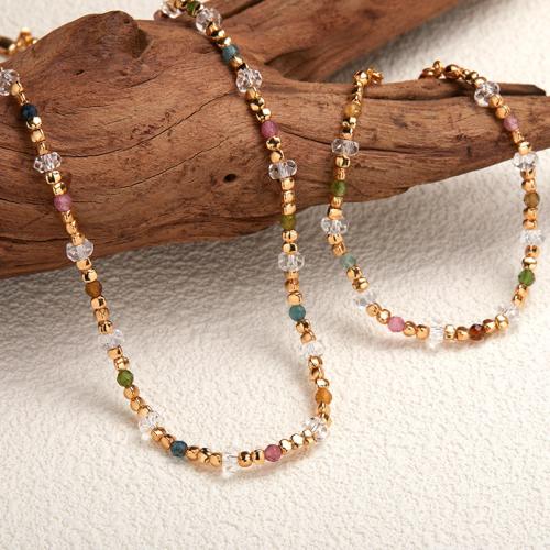 925 Sterling Silver Bracelet and Necklace, with Clear Quartz & Tourmaline, handmade, different styles for choice & for woman, Sold By PC