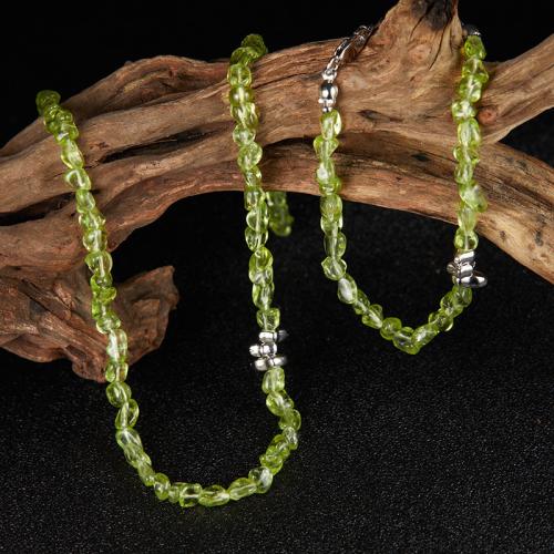 925 Sterling Silver Bracelet and Necklace with Peridot Stone Nuggets handmade & for woman Sold By PC