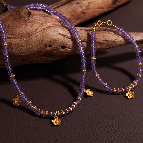 925 Sterling Silver Bracelet and Necklace, with Amethyst, handmade, different styles for choice & for woman, Sold By PC