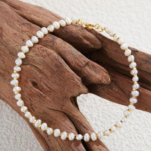 925 Sterling Silver Bracelet and Necklace, with Freshwater Pearl, gold color plated, different styles for choice & for woman, Sold By PC