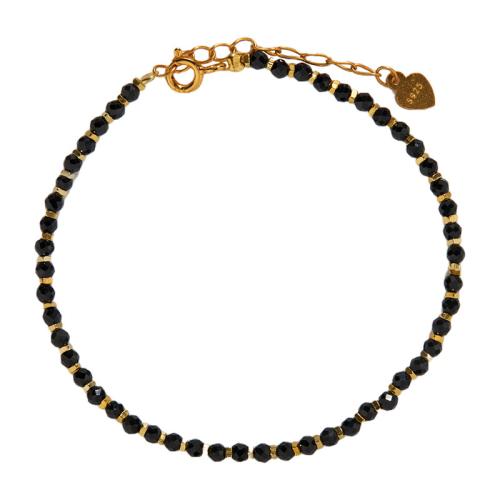 925 Sterling Silver Bracelet and Necklace with Black Spinel gold color plated & for woman Sold By PC