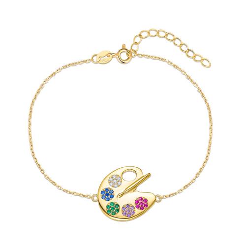 Plata de ley 925 Pulsera, micro arcilla de zirconia cúbica & para mujer, más colores para la opción, longitud aproximado 20 cm, Vendido por UD