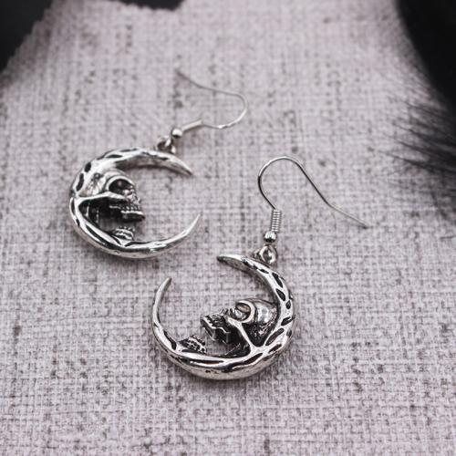 Boucles d'oreilles en alliage de zinc, bijoux de mode & pour femme, argent, 50x23mm, Vendu par paire