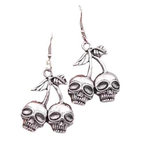 Tibetan Style Drop Earrings, Halloween Design & fashion jewelry & for woman, silver color, 63mm, Sold By Pair