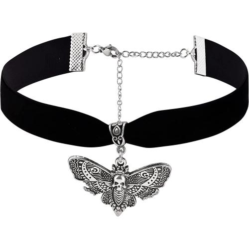 Ожерелье Мода Choker, цинковый сплав, с Velvet, с 7cm наполнитель цепи, Хэллоуин дизайн & ювелирные изделия моды & Женский, черный, длина:Приблизительно 32 см, продается PC