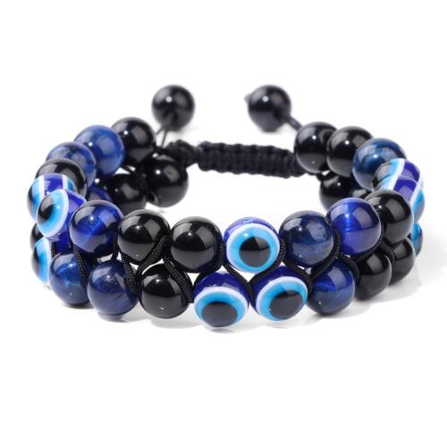 Evil Eye Jewelry Bracelet Agate handmade Double Layer & Adjustable & fashion jewelry & Unisex Length Approx 19 cm Sold By PC