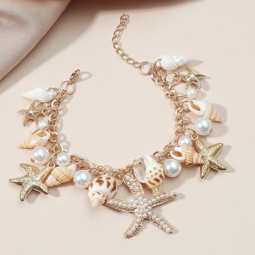 Tibetan Style Bracelet, with Plastic Pearl, with 5cm extender chain, fashion jewelry & for woman, golden, Length:Approx 20 cm, Sold By PC