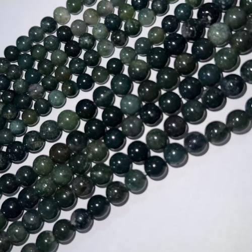 Natural Moss Agate Beads Round Approx 1mm Sold By Strand