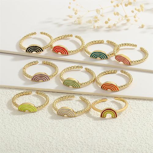 Bague en laiton, Placage de couleur d'or, pour femme & émail, plus de couleurs à choisir, protéger l'environnement, sans nickel, plomb et cadmium, Vendu par PC