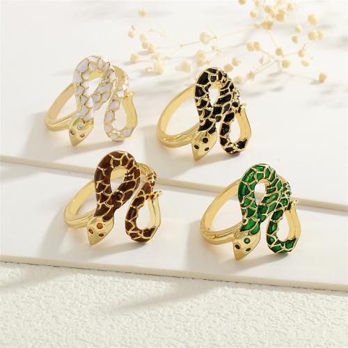 Brass Finger Ring Snake gold color plated for woman & enamel nickel lead & cadmium free Sold By PC