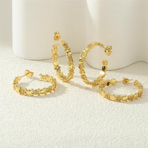 Cúbicos Circonia Pendiente Latón Micro pavimenta, metal, chapado en color dorado, diferentes estilos para la opción & micro arcilla de zirconia cúbica & para mujer, más colores para la opción, libre de níquel, plomo & cadmio, Vendido por Par