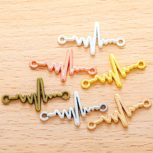 Tibetan Style Connector, Electrocardiographic, plated, DIY & 1/1 loop, more colors for choice, 27x14mm, 100PC/Bag, Sold By Bag