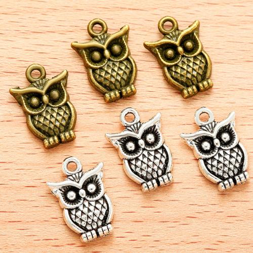 Zinc Alloy Animal Pendler, Owl, forgyldt, du kan DIY, flere farver til valg, 17x12mm, 100PC/Bag, Solgt af Bag