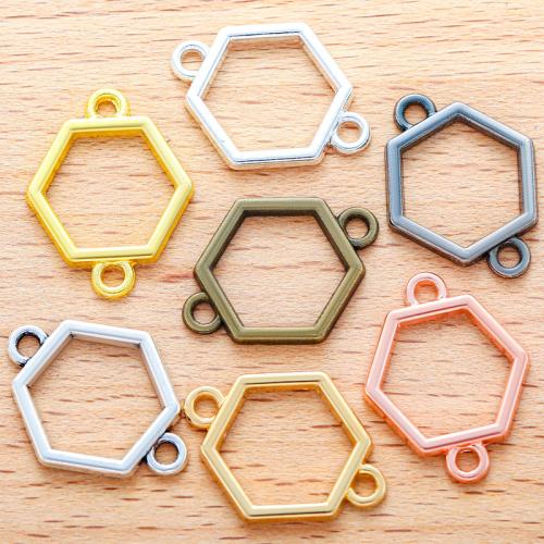 Tibetan Style Connector, Polygon, plated, DIY & 1/1 loop, more colors for choice, 21x16mm, 100PC/Bag, Sold By Bag