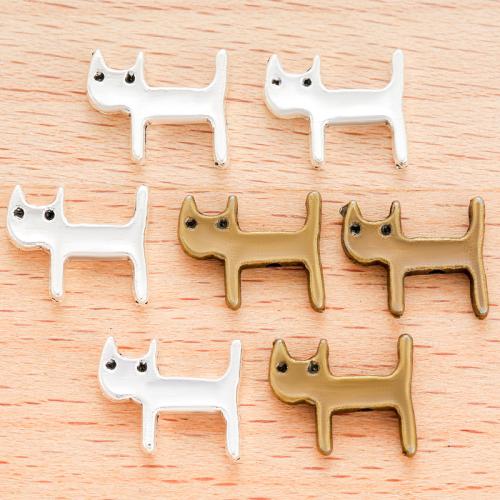 Zinklegering Animal Kralen, Zinc Alloy, Kat, plated, DIY, meer kleuren voor de keuze, 12x11mm, 100PC/Bag, Verkocht door Bag