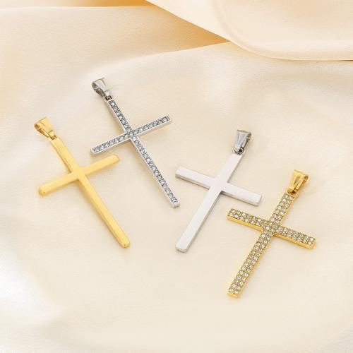 Stainless Steel Cross Pendants, 304 Stainless Steel, Vacuum Ion Plating, DIY & different styles for choice & with rhinestone, more colors for choice, Sold By PC