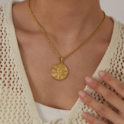 Stainless Steel Jewelry Necklace 304 Stainless Steel Round Vacuum Ion Plating for woman Sold By PC