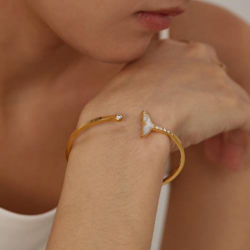 Brazalete del acero inoxidable, acero inoxidable 304, micro arcilla de zirconia cúbica & para mujer, Vendido por UD