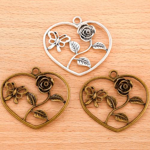 Tibetan Style Heart Pendants, plated, DIY, more colors for choice, 54x48mm, 100PC/Bag, Sold By Bag