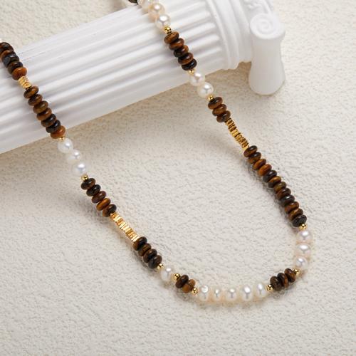 925 Sterling Silver Bracelet and Necklace, with Tiger Eye & Freshwater Pearl, handmade, different styles for choice & for woman, Sold By PC