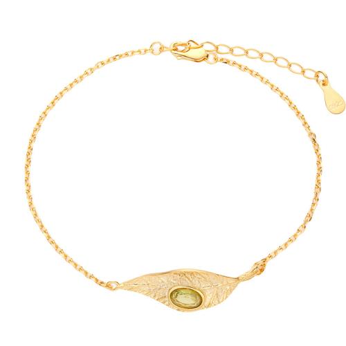 Plata de ley 925 Pulsera, con Topaze & Piedra peridoto & granate, con 3cm extender cadena, diferentes estilos para la opción & para mujer, longitud:aproximado 17 cm, Vendido por UD