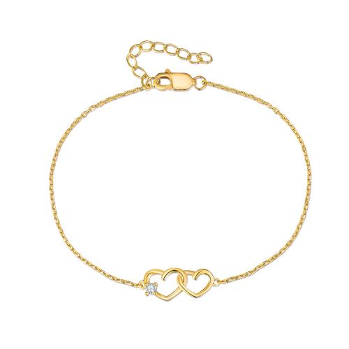 Plata de ley 925 Pulsera, Corazón, micro arcilla de zirconia cúbica & para mujer & hueco, más colores para la opción, longitud:aproximado 20 cm, Vendido por UD