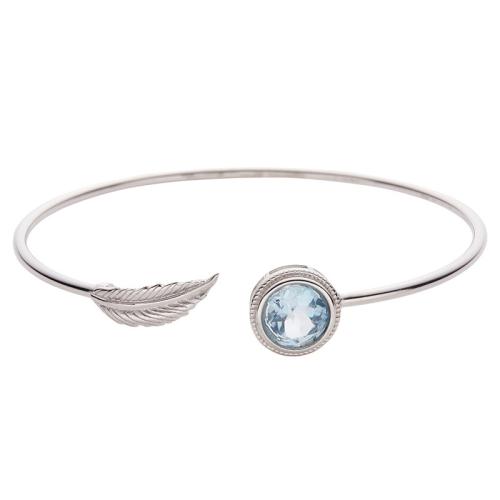 Argent sterling 925 bracelet manchette, avec pierre gemme, Plaqué de platine, différents matériaux pour le choix & pour femme, Diamètre intérieur:Environ 60mm, Vendu par PC