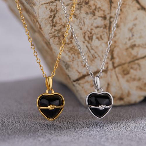 925 Sterling Silver Jewelry Set, with Black Agate, Heart, different styles for choice & for woman, Sold By PC