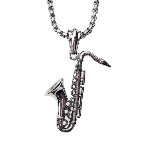 Acier titane collier, avec Pendentif en alliage de zinc, instruments de musique, unisexe & styles différents pour le choix, argent, Longueur:Environ 27.6 pouce, Vendu par PC