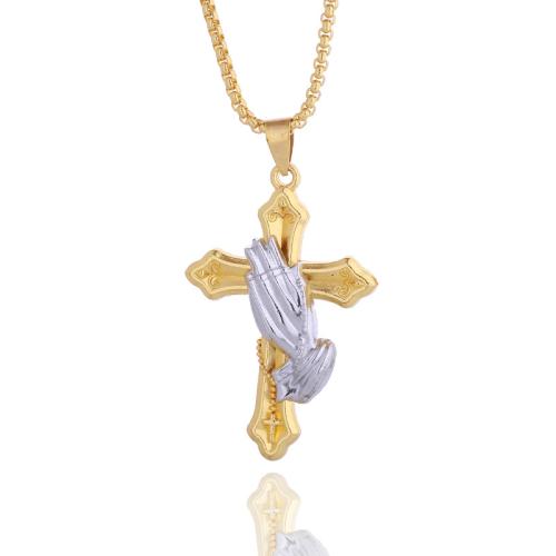 Cruach Tíotáiniam Muince, le since cóimhiotal pendant, Cross, jewelry faisin & unisex, dathanna níos mó le haghaidh rogha, Fad Thart 27.6 Inse, Díolta De réir PC