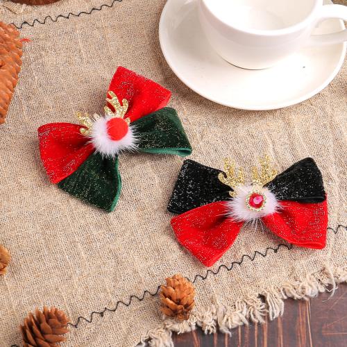 Christmas Hair Clip, Plastic, with Polyester, Bowknot, Christmas Design & for woman, more colors for choice, 100x30x70mm, Sold By PC