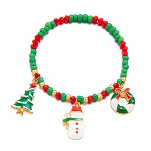 Christmas Holiday Bracelet Zinc Alloy with Seedbead Christmas Design & fashion jewelry & for woman Length Approx 18 cm Sold By PC