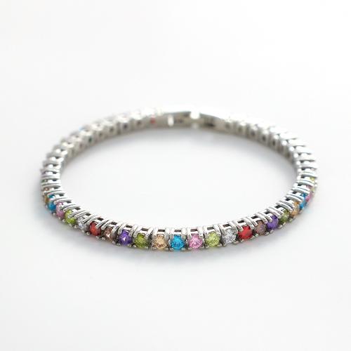 Bracelet d'acier titane, bijoux de mode & pavé de micro zircon & pour femme, plus de couleurs à choisir, Longueur:Environ 18 cm, Vendu par PC