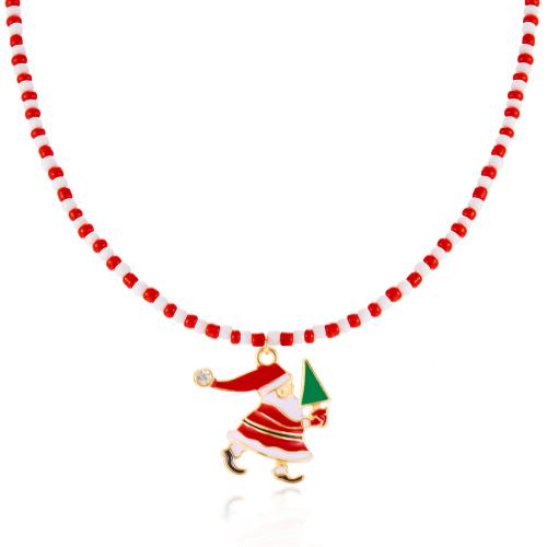 Christmas Necklaces, Tibetan Style, with Seedbead, with 5cm extender chain, Christmas Design & fashion jewelry & different styles for choice & for woman, more colors for choice, Length:Approx 40 cm, Sold By PC