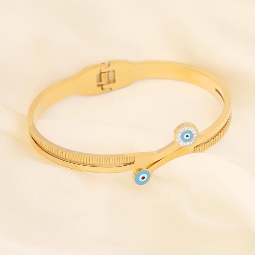 Bracelete de aço inoxidável, Aço inoxidável 304, joias de moda & Vario tipos a sua escolha & para mulher, dourado, Diametro interno:Aprox 58mm, vendido por PC