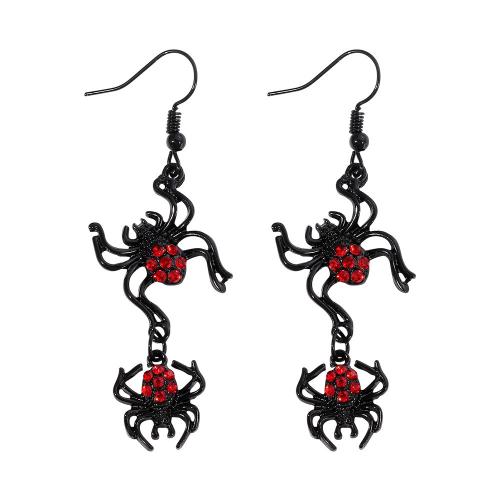 Nuevas joyas y decoraciones populares de Halloween, aleación de zinc, Diseño de Halloween & Joyería & para mujer & con diamantes de imitación, Negro, 62x14mm, Vendido por Par