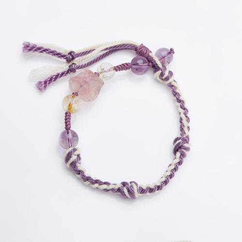 Gemstone Bracelets, Natural Fluorite, with Cotton Cord, fashion jewelry & different materials for choice & Unisex, Length:Approx 14-16 cm, Sold By PC