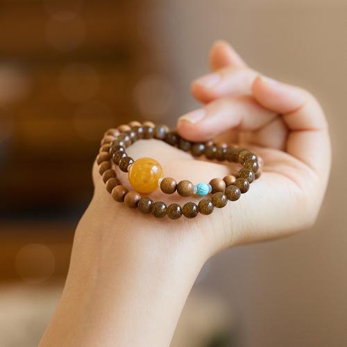 Bracelets de pierres précieuses, Hetian Jade, avec cire d'abeille & Bois de santal, bijoux de mode & pour femme, Longueur:Environ 28 cm, Vendu par PC