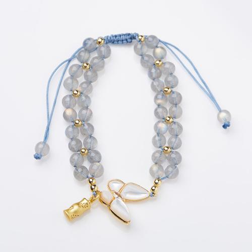 Gemstone Bracelets Moonstone with Zinc Alloy handmade fashion jewelry & for woman Length Approx 23 cm Sold By PC