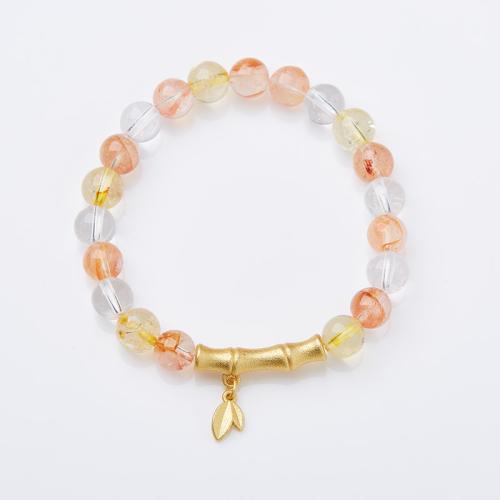 Quartz Bracelets, Citrine, with Red Marble Glue Stone, handmade, fashion jewelry & for woman, Length:Approx 14-16 cm, Sold By PC