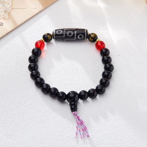 Agate Jewelry Bracelet Tibetan Agate with Black Agate handmade fashion jewelry & Unisex Length Approx 14-16 cm Sold By PC